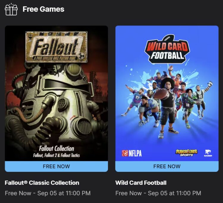 Don’t Miss Out! Epic Games Store Offers Free Fallout Collection and Wild Card Football Until September 5th!